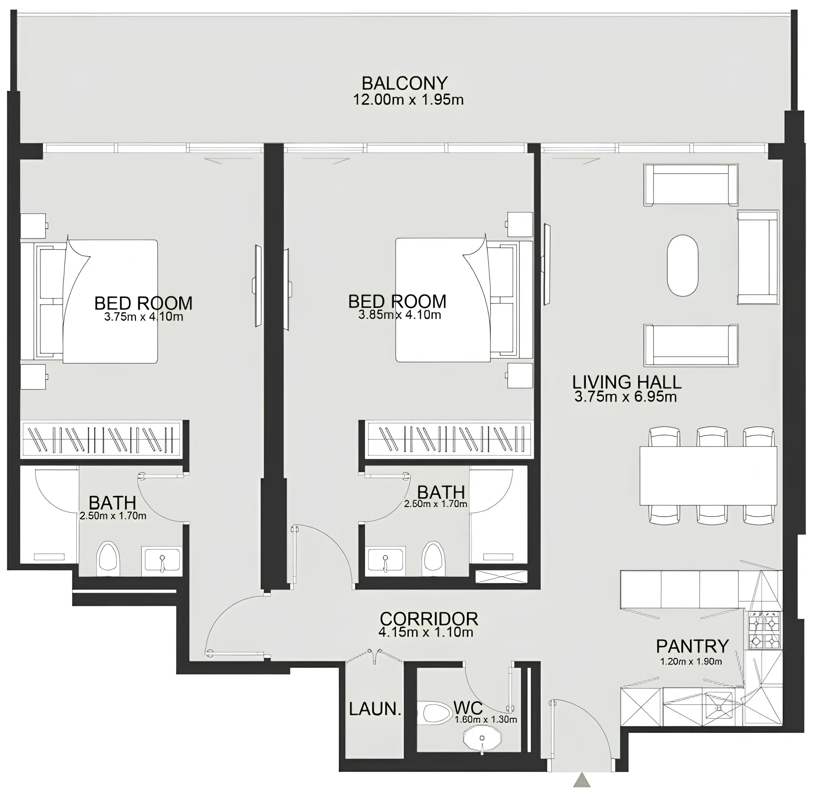 2 BR layout at Ashley Hills