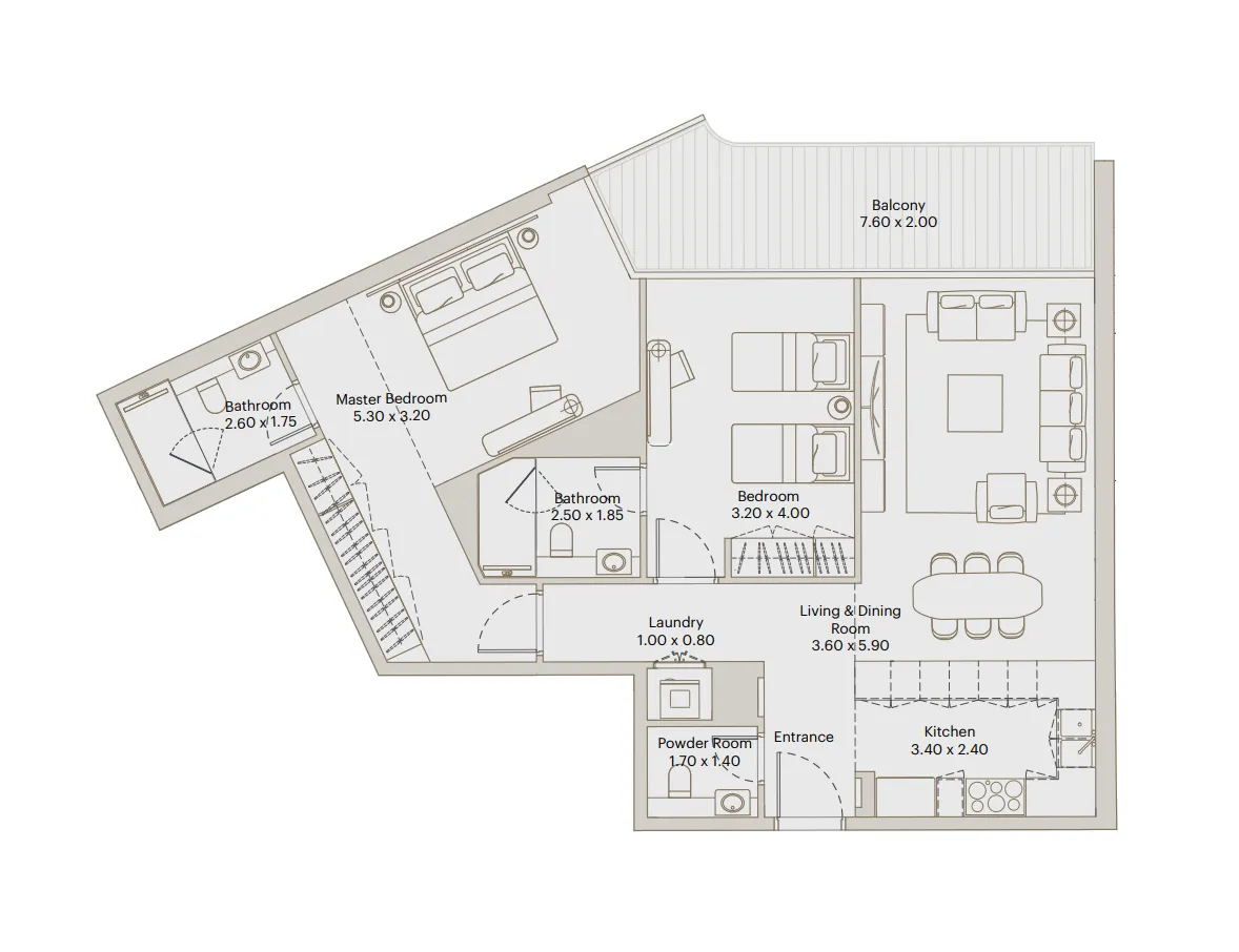 2 BR layout at Eleve
