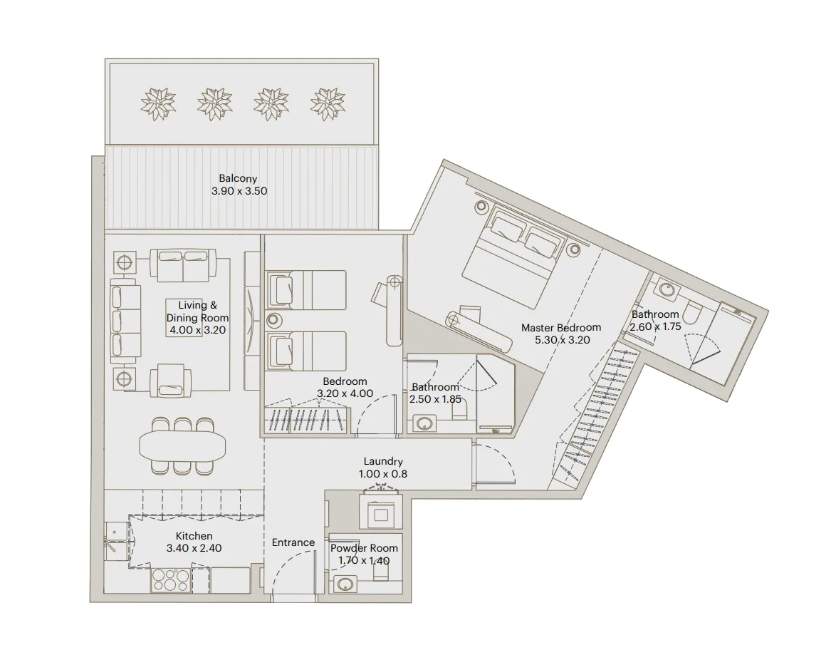 2 BR layout at Eleve