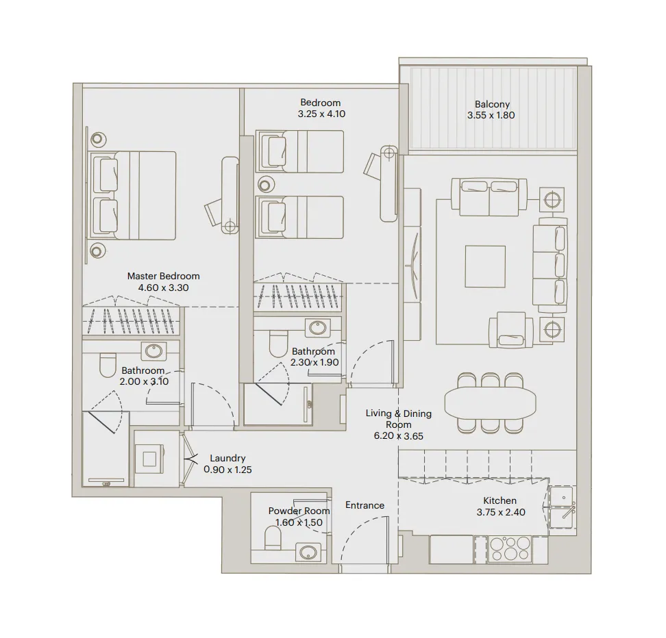 2 BR layout at Eleve