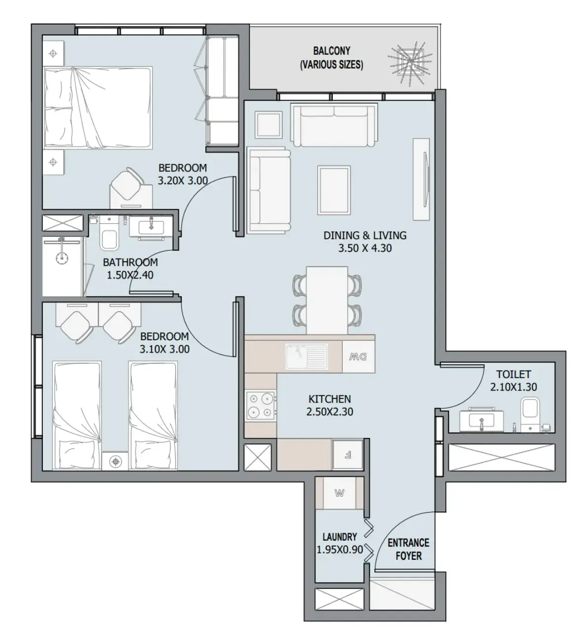 2 BR layout at Verdana III