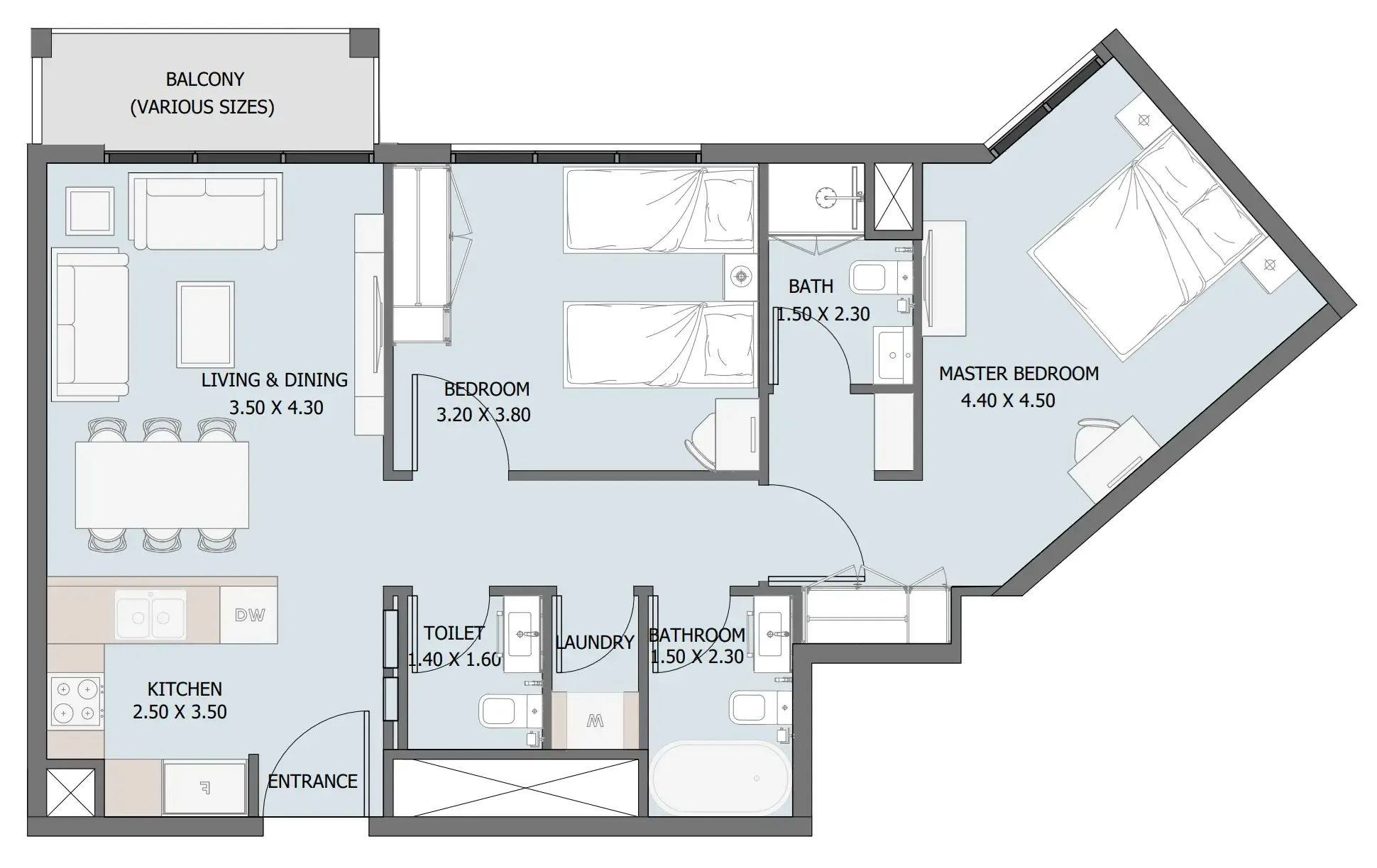 2 BR layout at Verdana III
