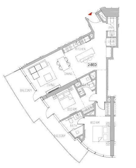 2 BR layout at Canal Heights