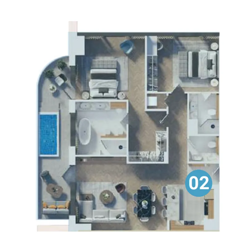 2 BR layout at The Orchard Place