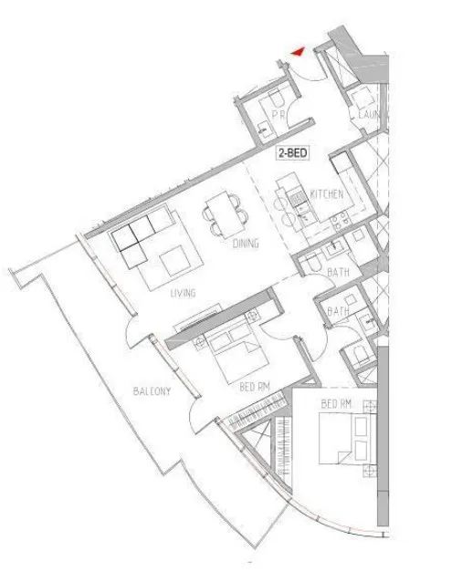 2 BR layout at Canal Heights