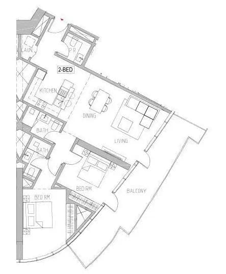 Canal Heights 2 BR floor plan in Business Bay, Dubai, by DAMAC