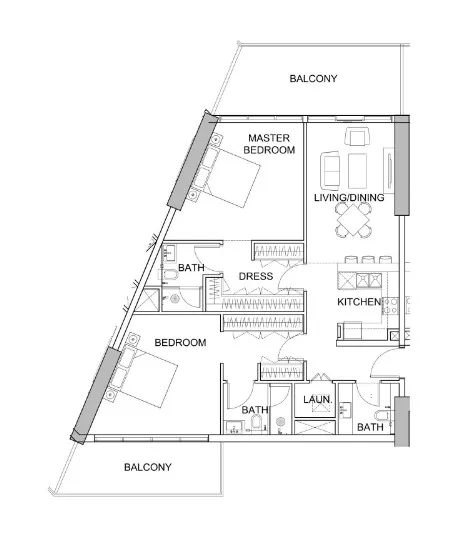 2 BR layout at Golf Greens