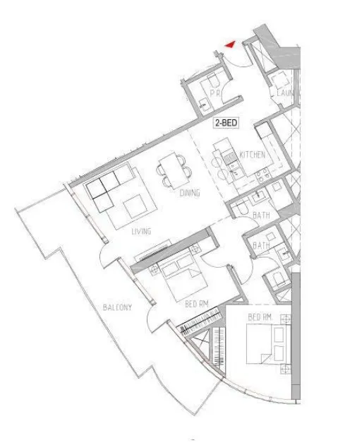 2 BR layout at Canal Heights