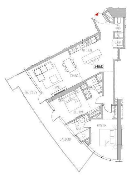Canal Heights 2 BR floor plan in Business Bay, Dubai, by DAMAC