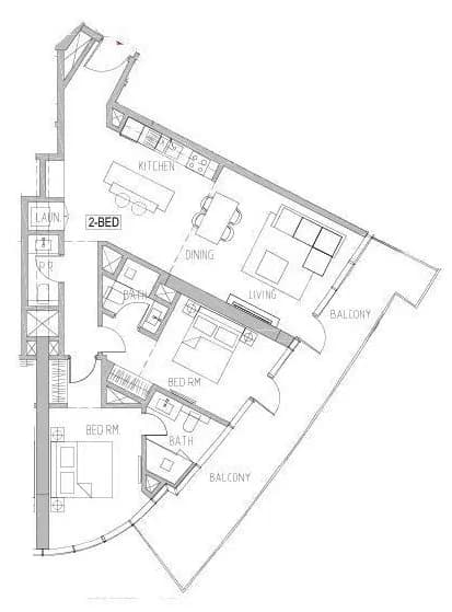 2 BR layout at Canal Heights