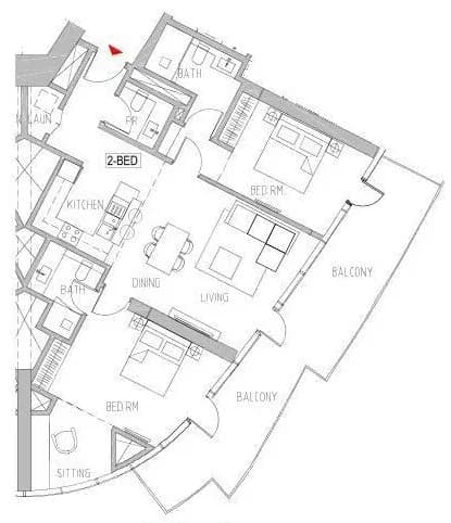 2 BR layout at Canal Heights
