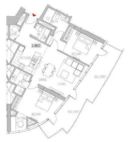 2 BR layout at Canal Heights