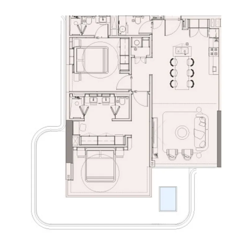 2 BR layout at Sunset Bay 5