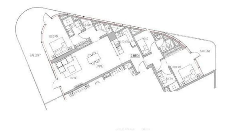 Canal Heights 2 BR floor plan in Business Bay, Dubai, by DAMAC