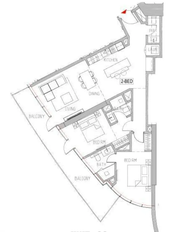 2 BR layout at Canal Heights