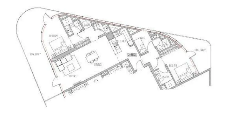 Canal Heights 2 BR floor plan in Business Bay, Dubai, by DAMAC
