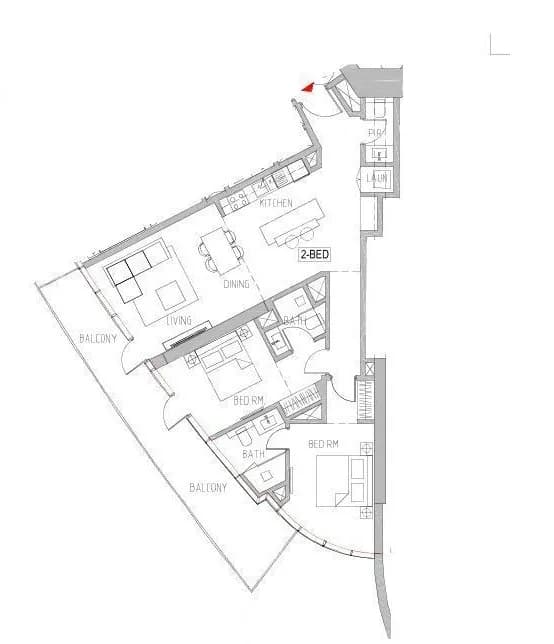 2 BR layout at Canal Heights