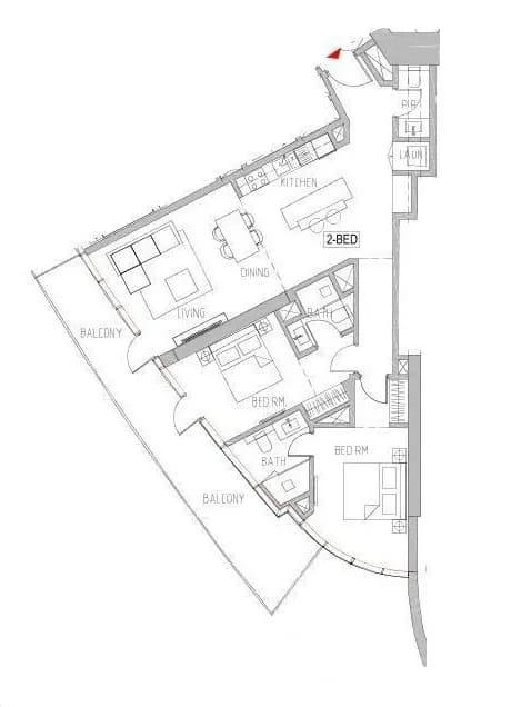 2 BR layout at Canal Heights