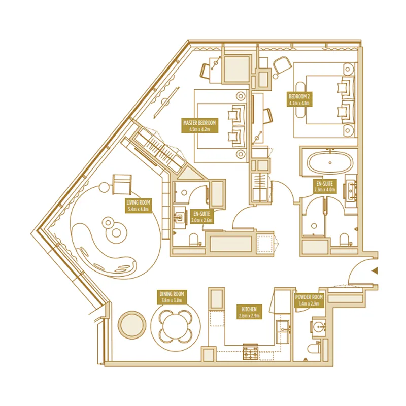 Uptown Tower 2 BR floor plan - JLT (Jumeirah Lake Towers), Dubai - by DMCC (part of ICD)