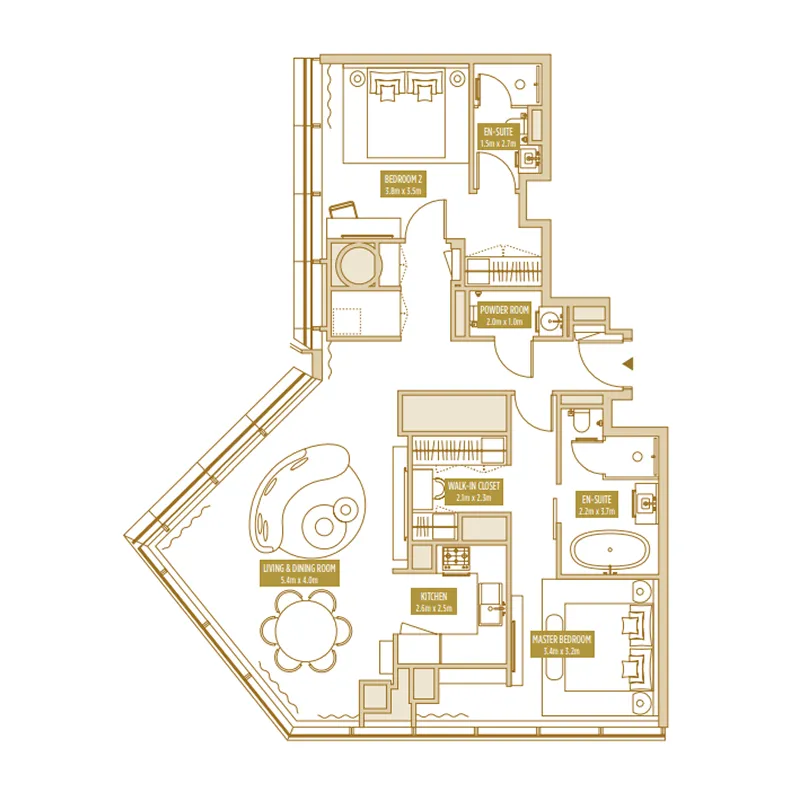 Uptown Tower 2 BR floor plan - JLT (Jumeirah Lake Towers), Dubai - by DMCC (part of ICD)