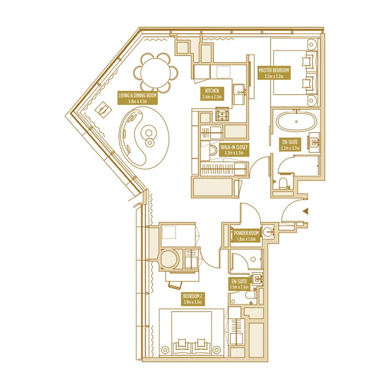 Uptown Tower 2 BR floor plan - JLT (Jumeirah Lake Towers), Dubai - by DMCC (part of ICD)