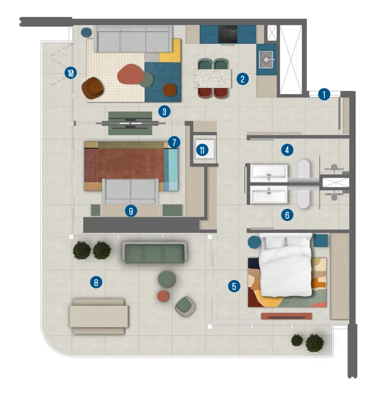 2 BR layout at Rove Home Marasi Drive