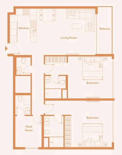 2 BR layout at Luma Park Views