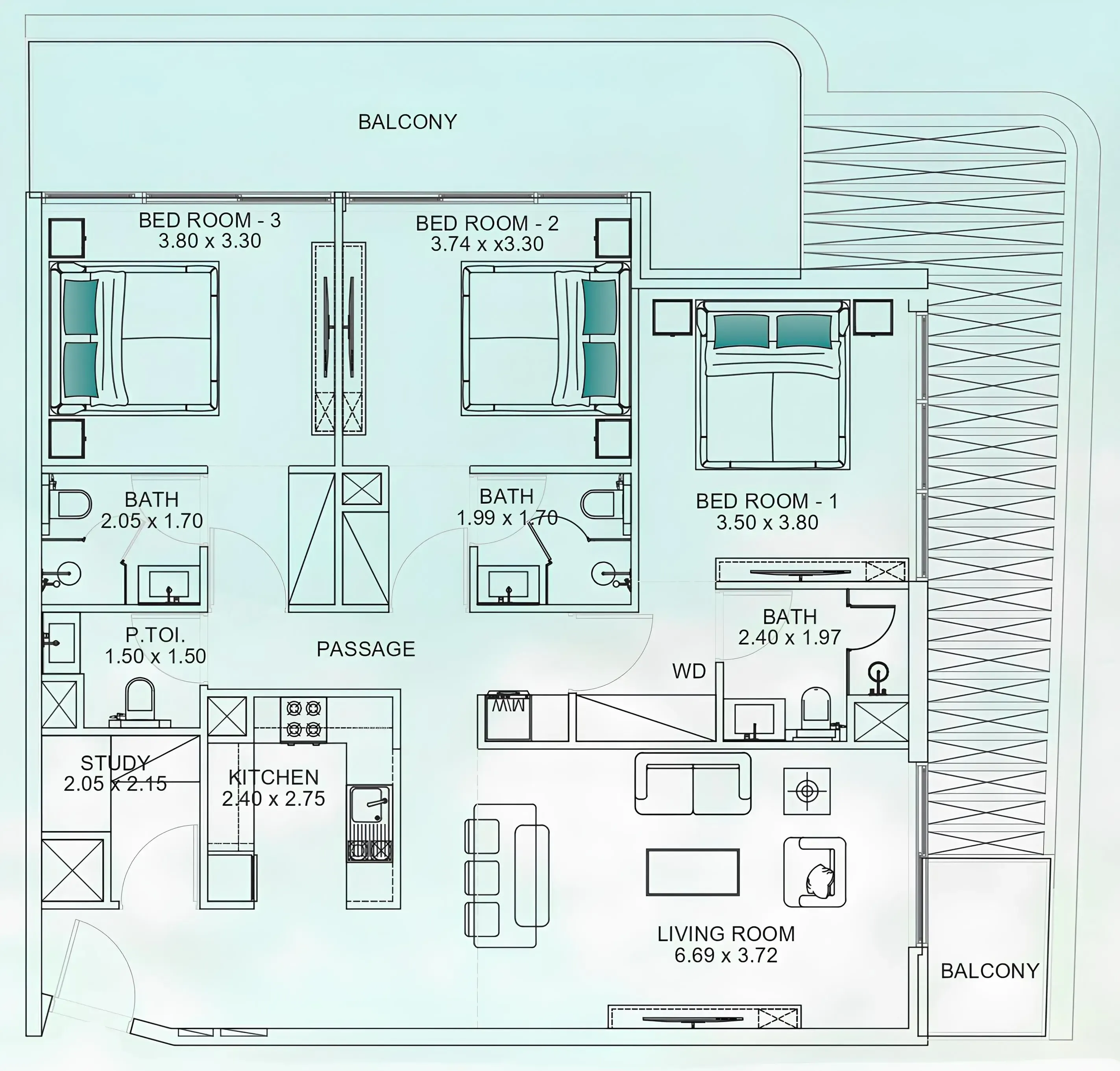 3 BR layout at Floarea Breeze