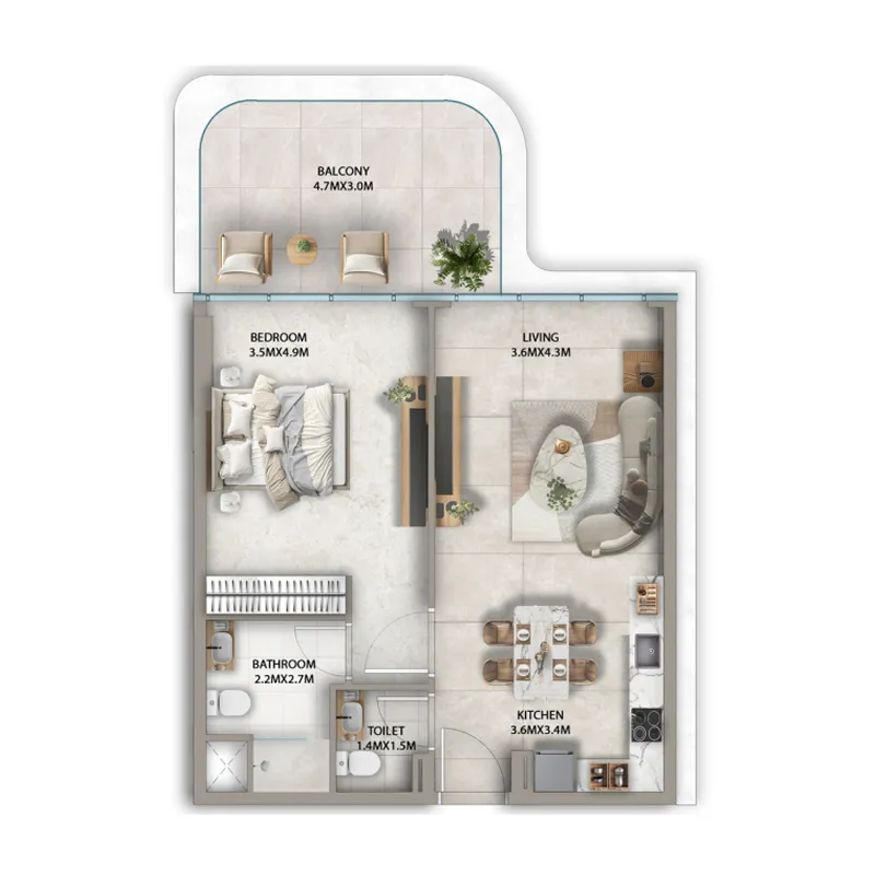 1 BR layout at Antalya