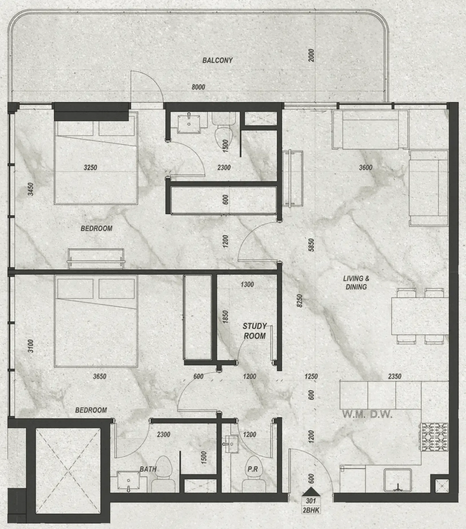 2 BR layout at Zyra Hills