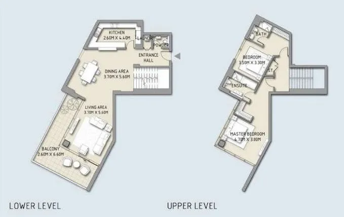 2 BR layout at BLVD Crescent