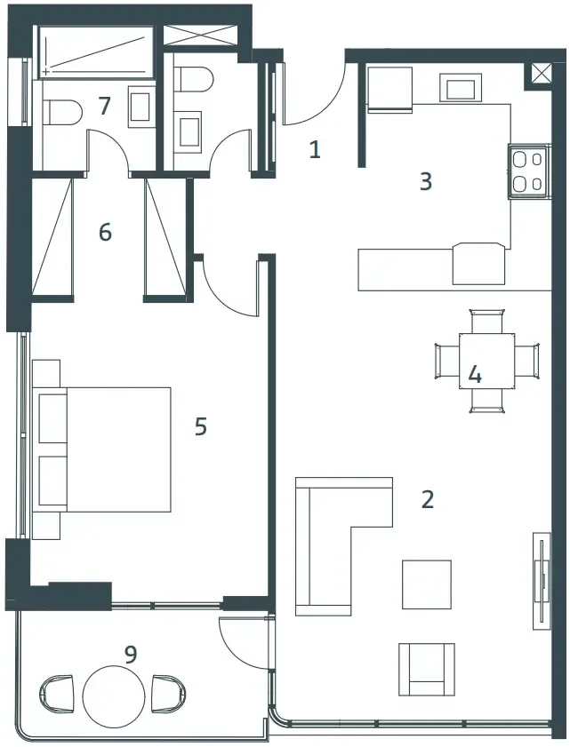 1 BR layout at Whitestone Residences