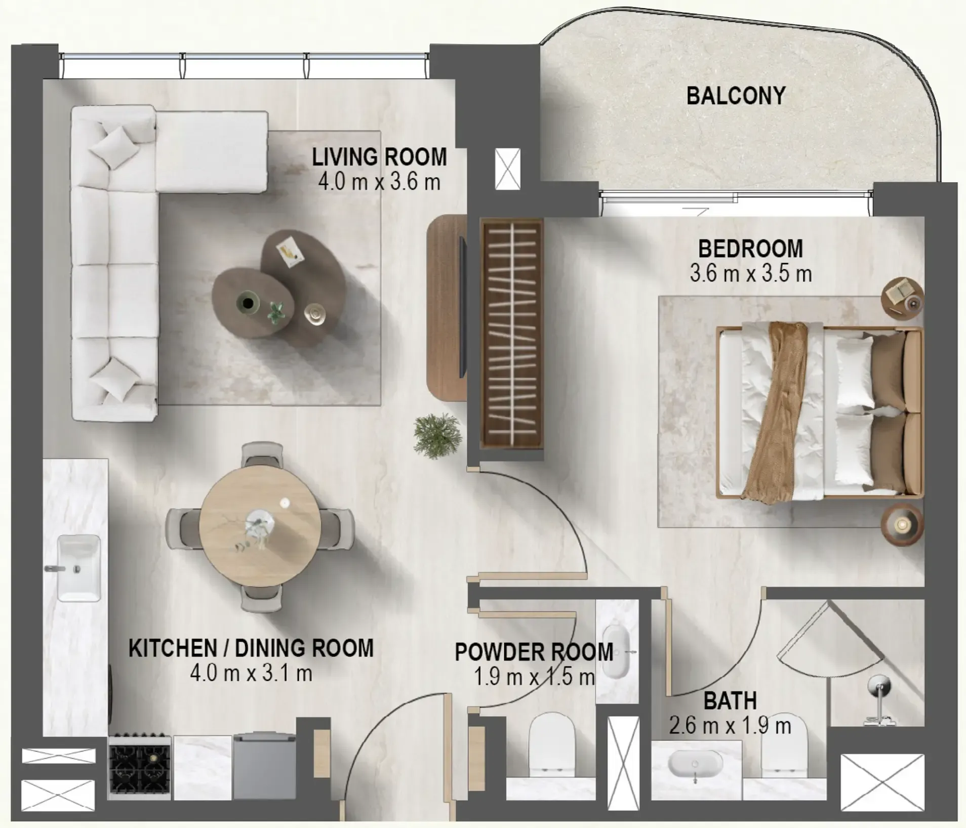 1 BR layout at Sanctuary
