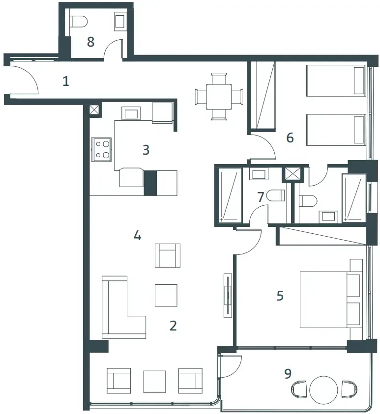 2 BR layout at Whitestone Residences