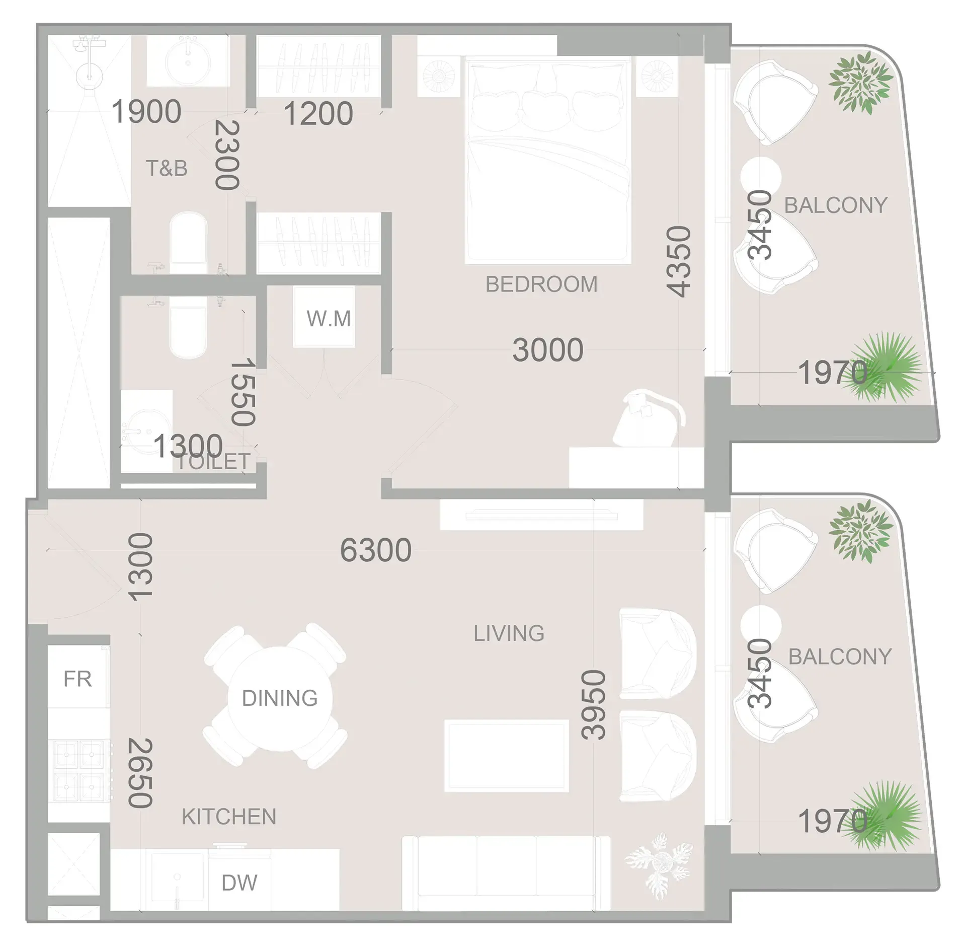 1 BR layout at ELAR1S Sky