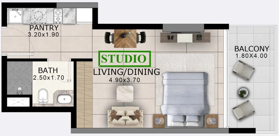 0 BR layout at Arlington Park