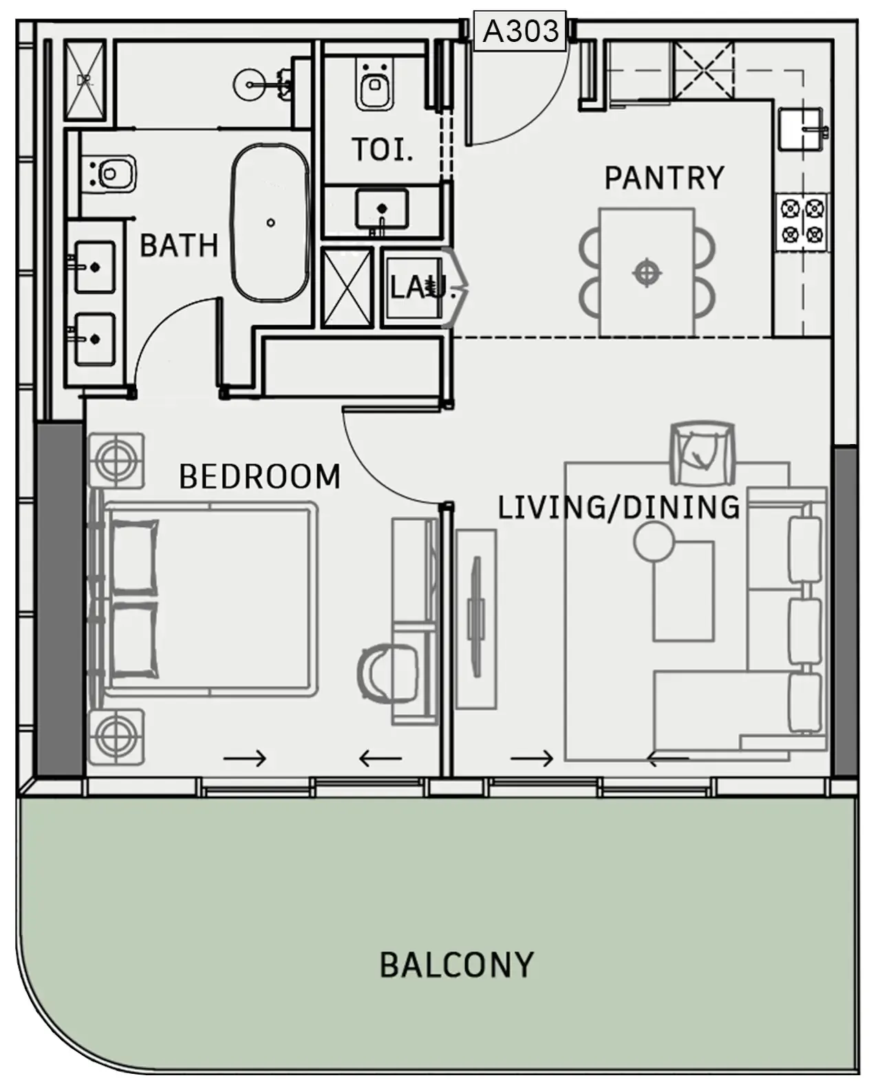 1 BR layout at One Sky Park