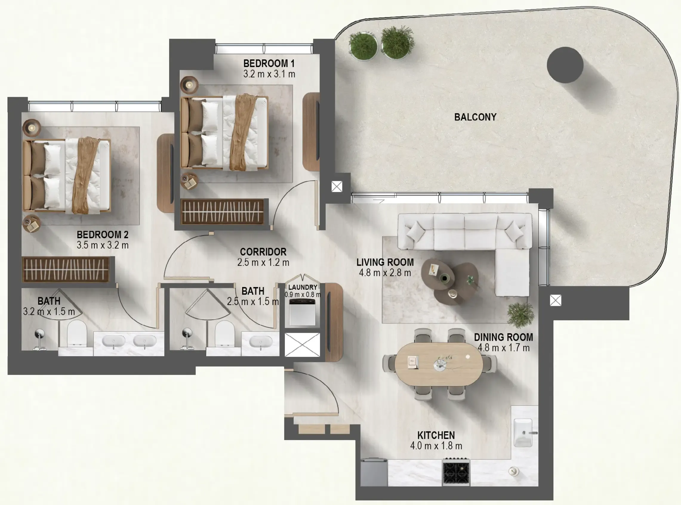 2 BR layout at Sanctuary