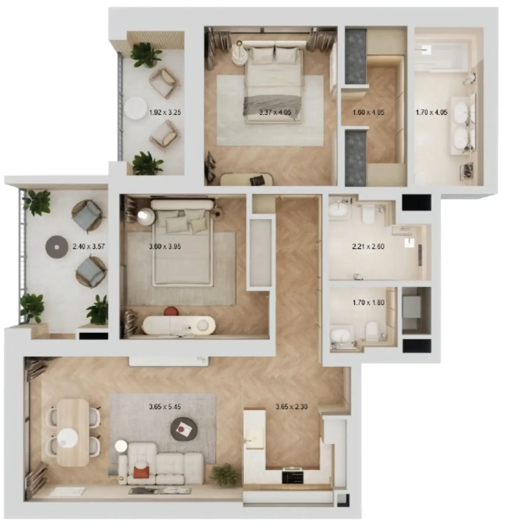 2 BR layout at Arisha Terraces