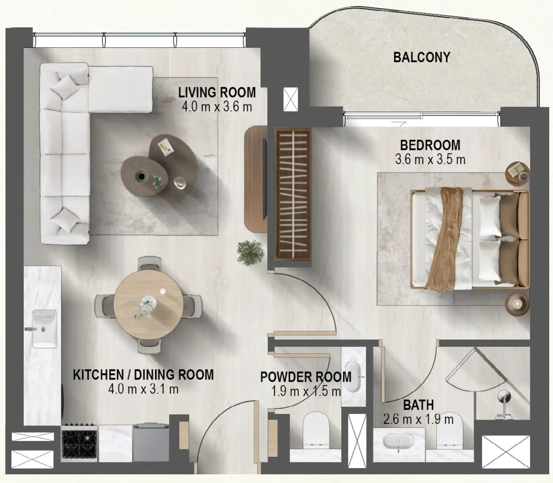 1 BR layout at Sanctuary
