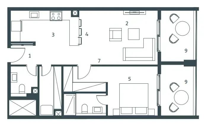 1 BR layout at Whitestone Residences