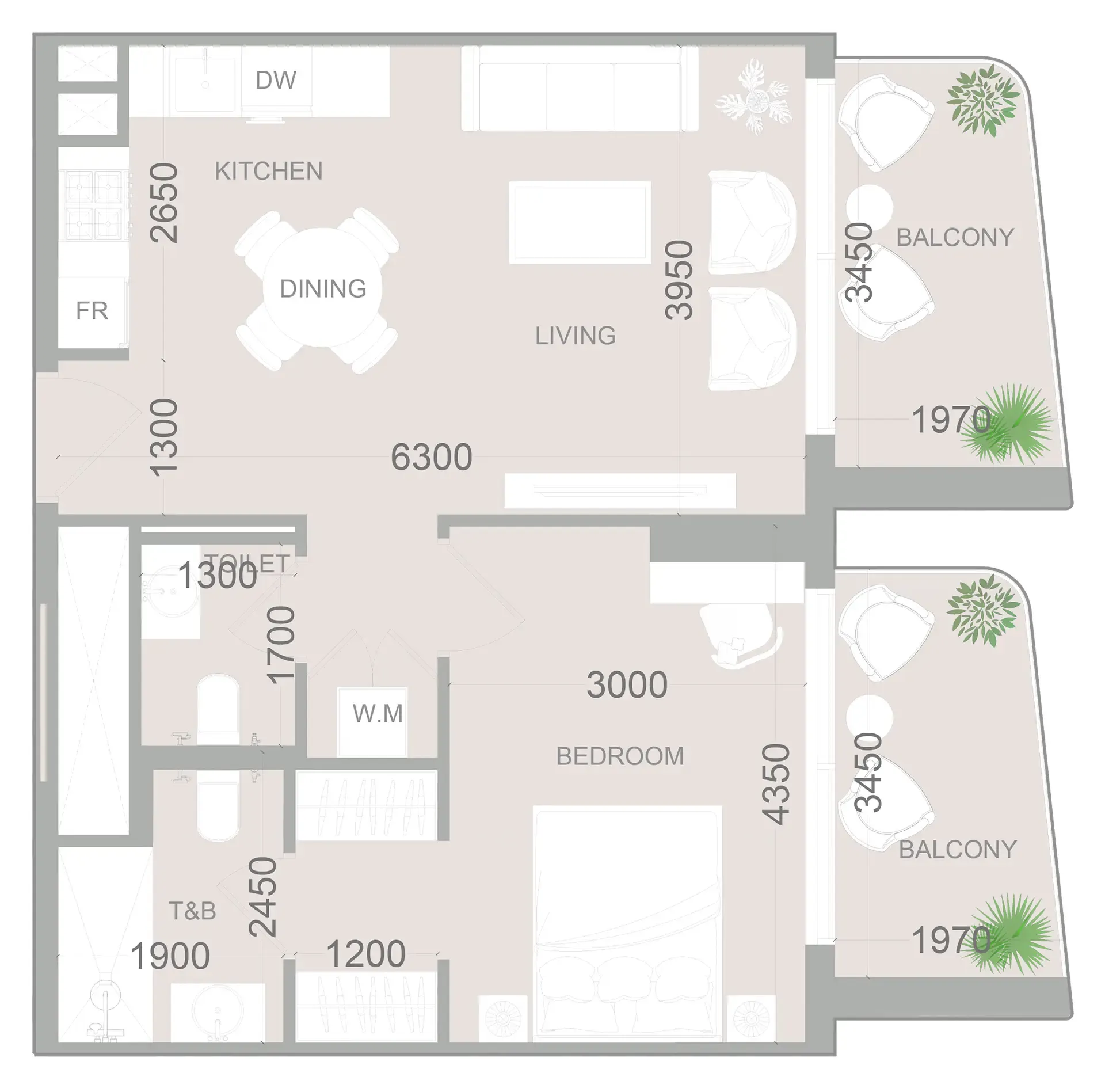 1 BR layout at ELAR1S Sky
