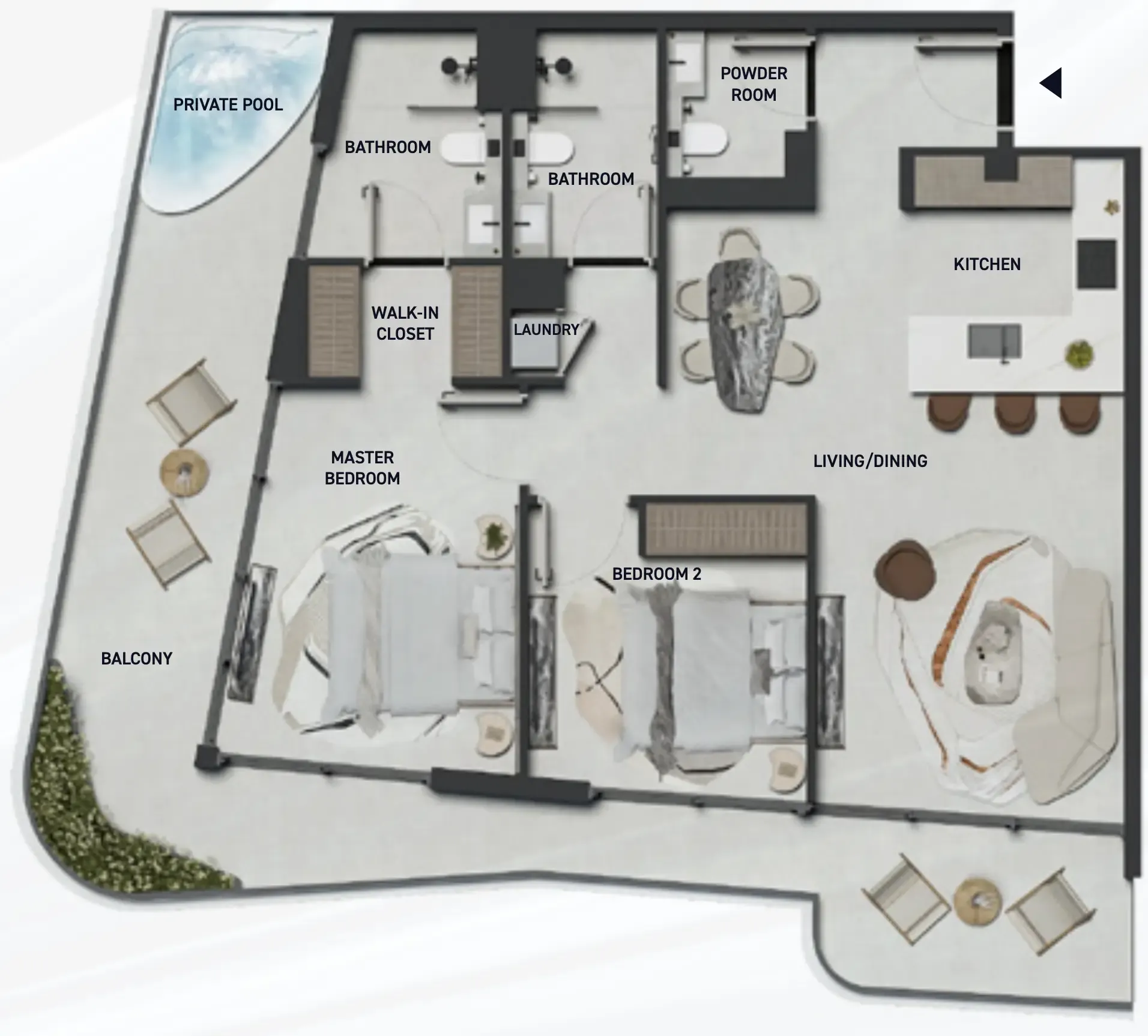2 BR layout at Hadley Heights 2