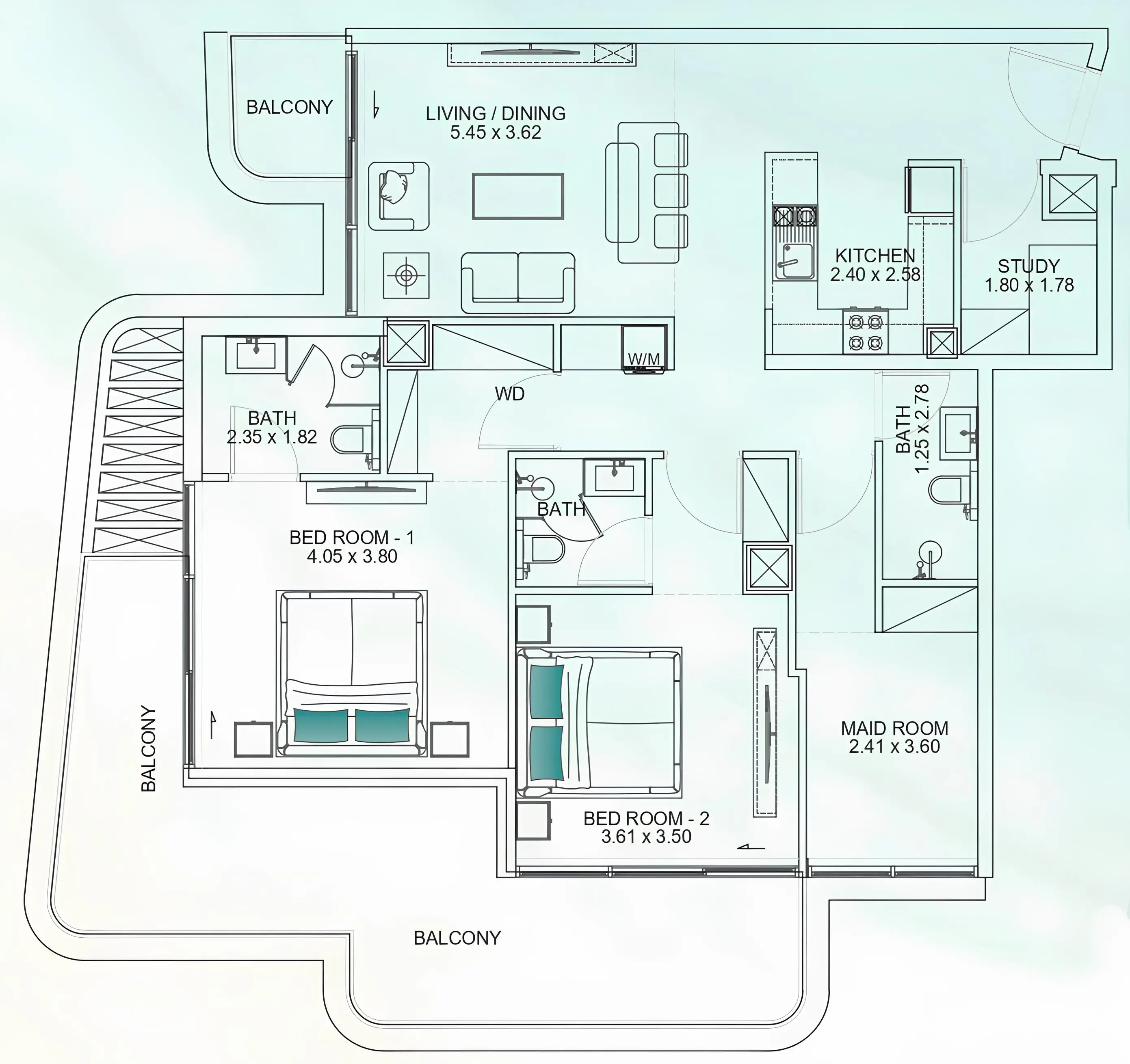 2 BR layout at Floarea Breeze