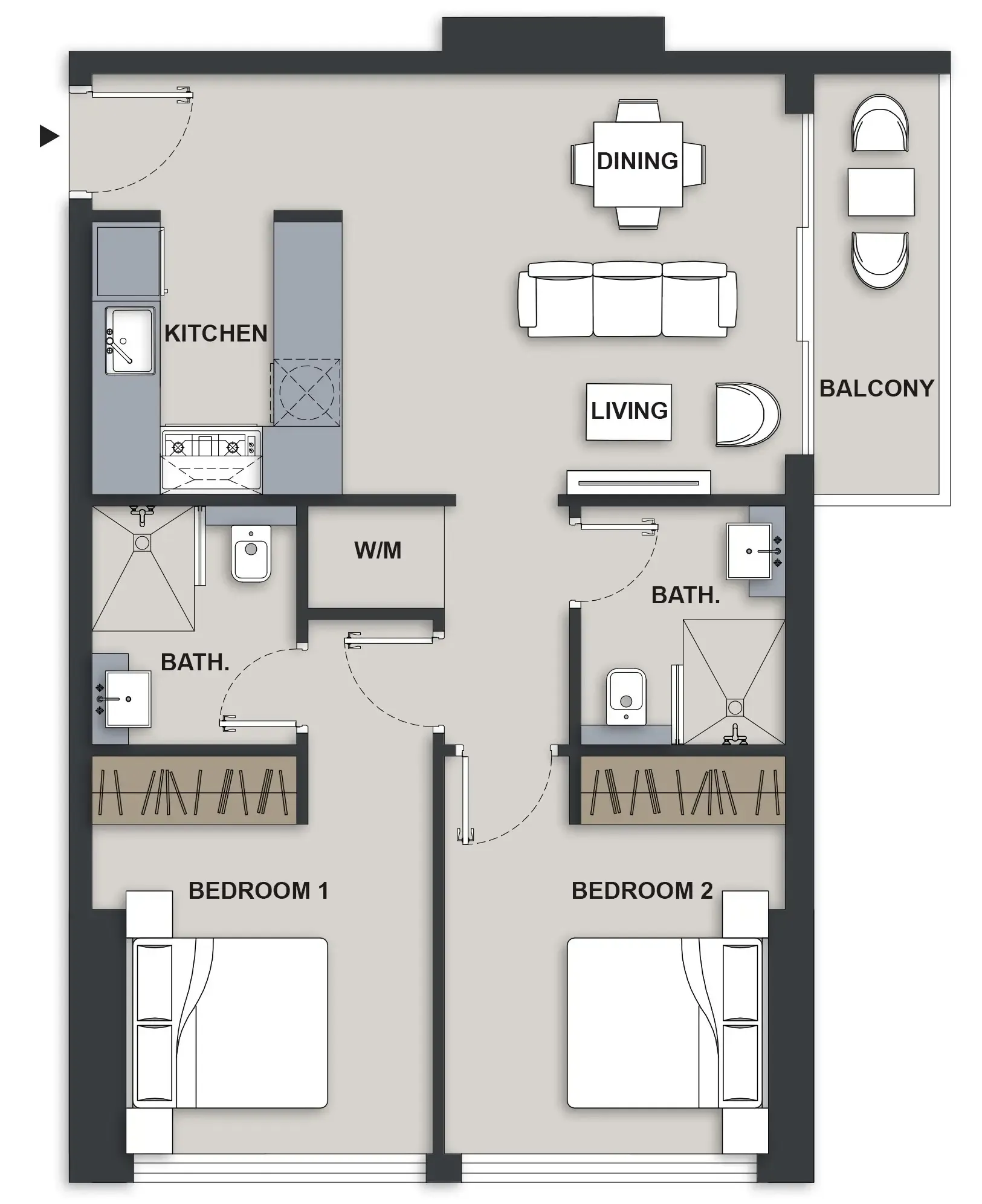 1 BR layout at Maison Elysee III