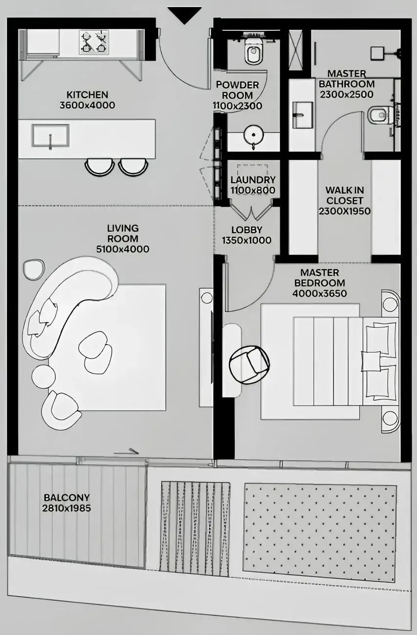 1 BR layout at Lia by Avenew Development