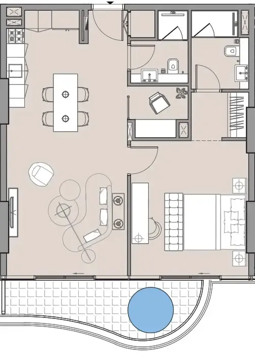1 BR layout at Beach Walk 4