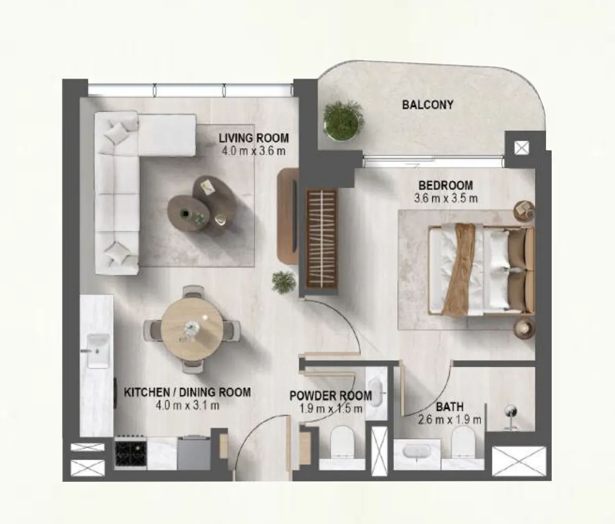 1 BR layout at Sanctuary