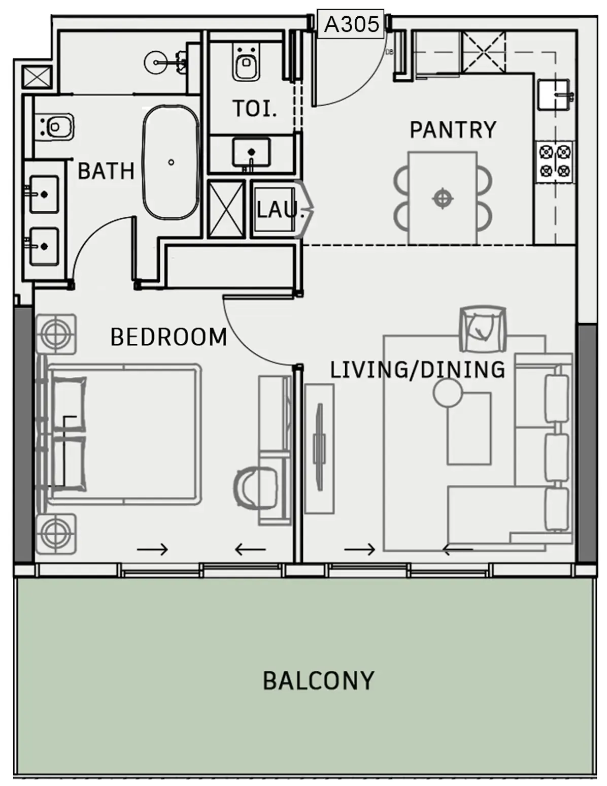 1 BR layout at One Sky Park