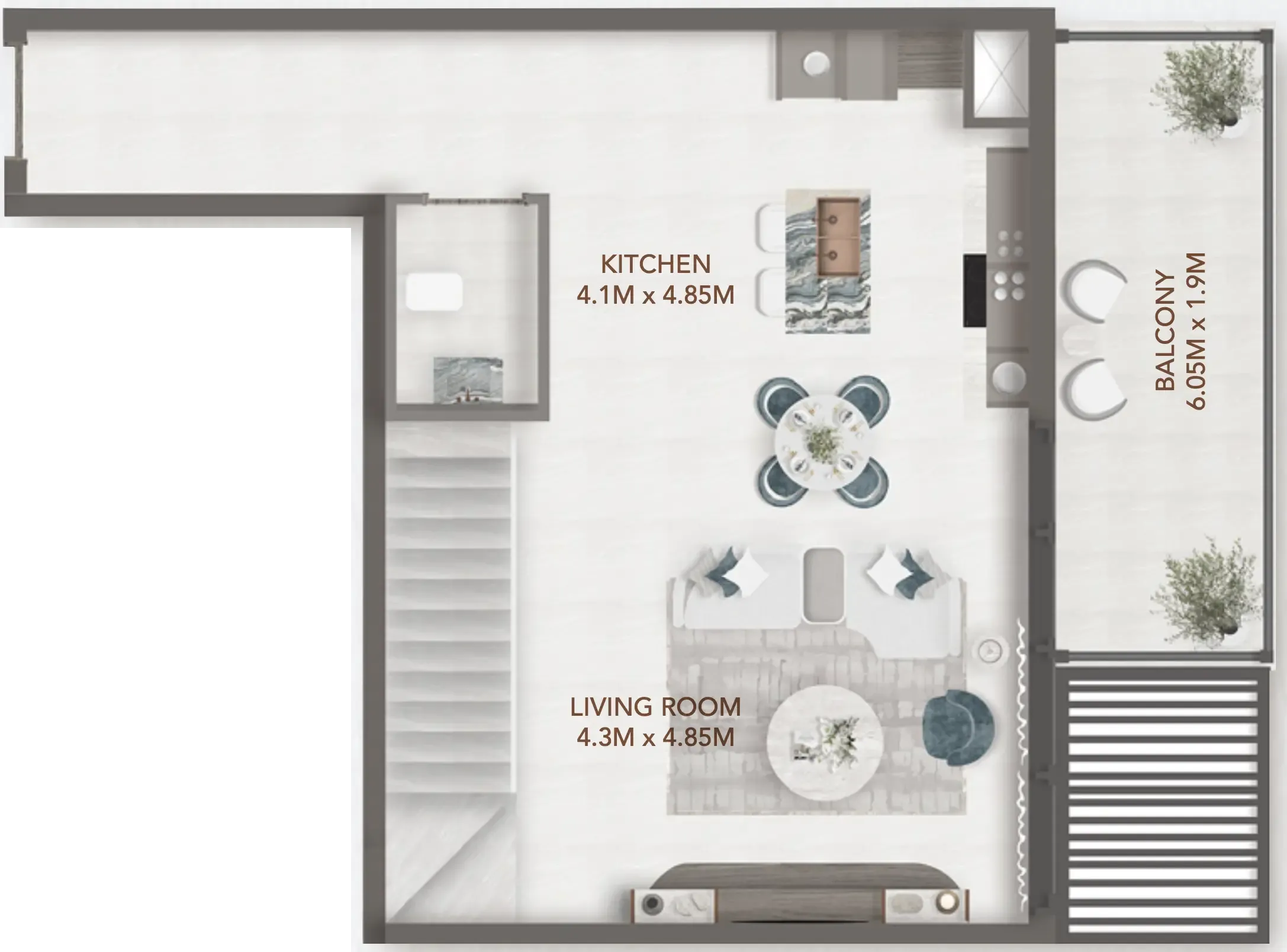 1 BR layout at 241 Waterside